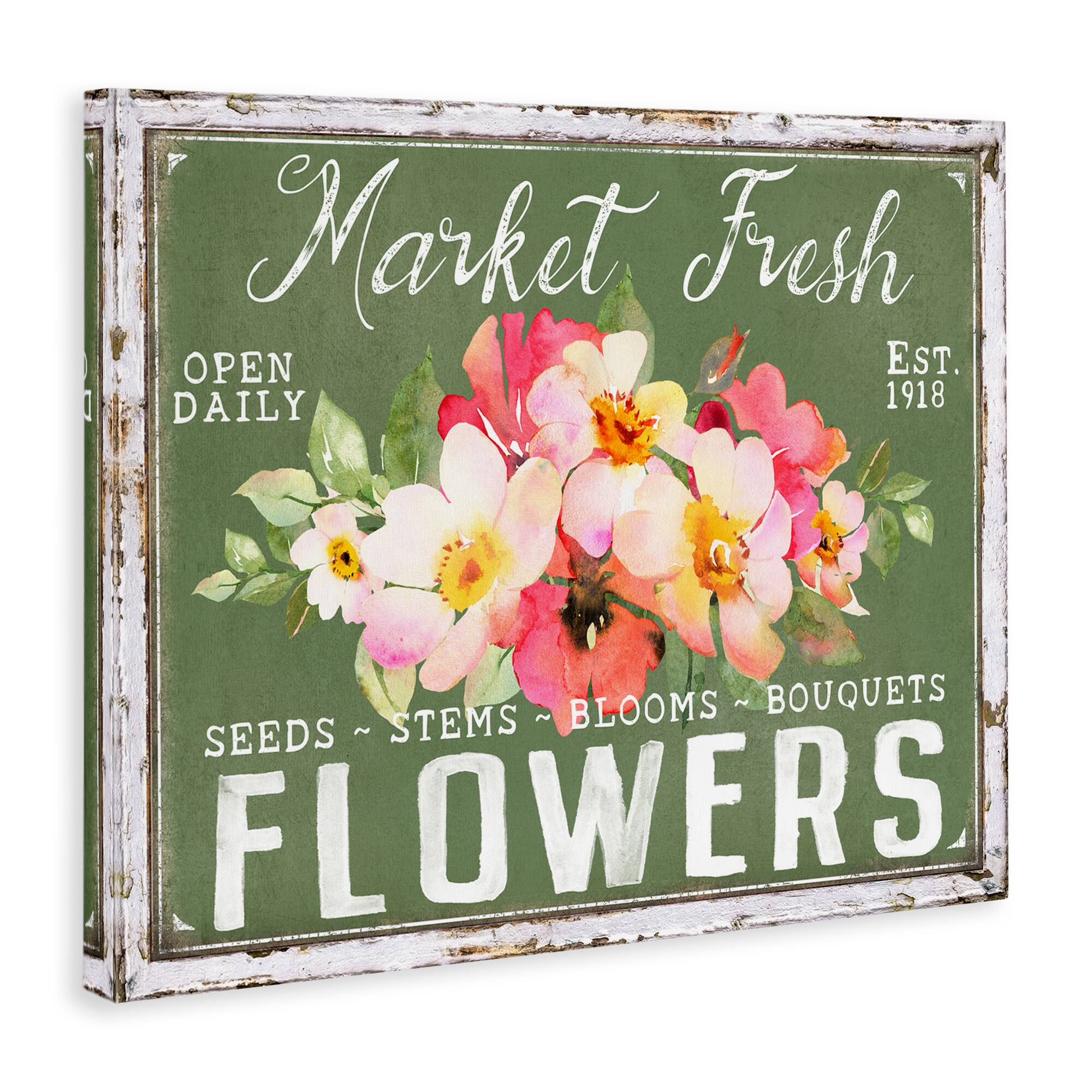 Stupell Industries Antique Market Fresh Flowers Canvas Wall Art